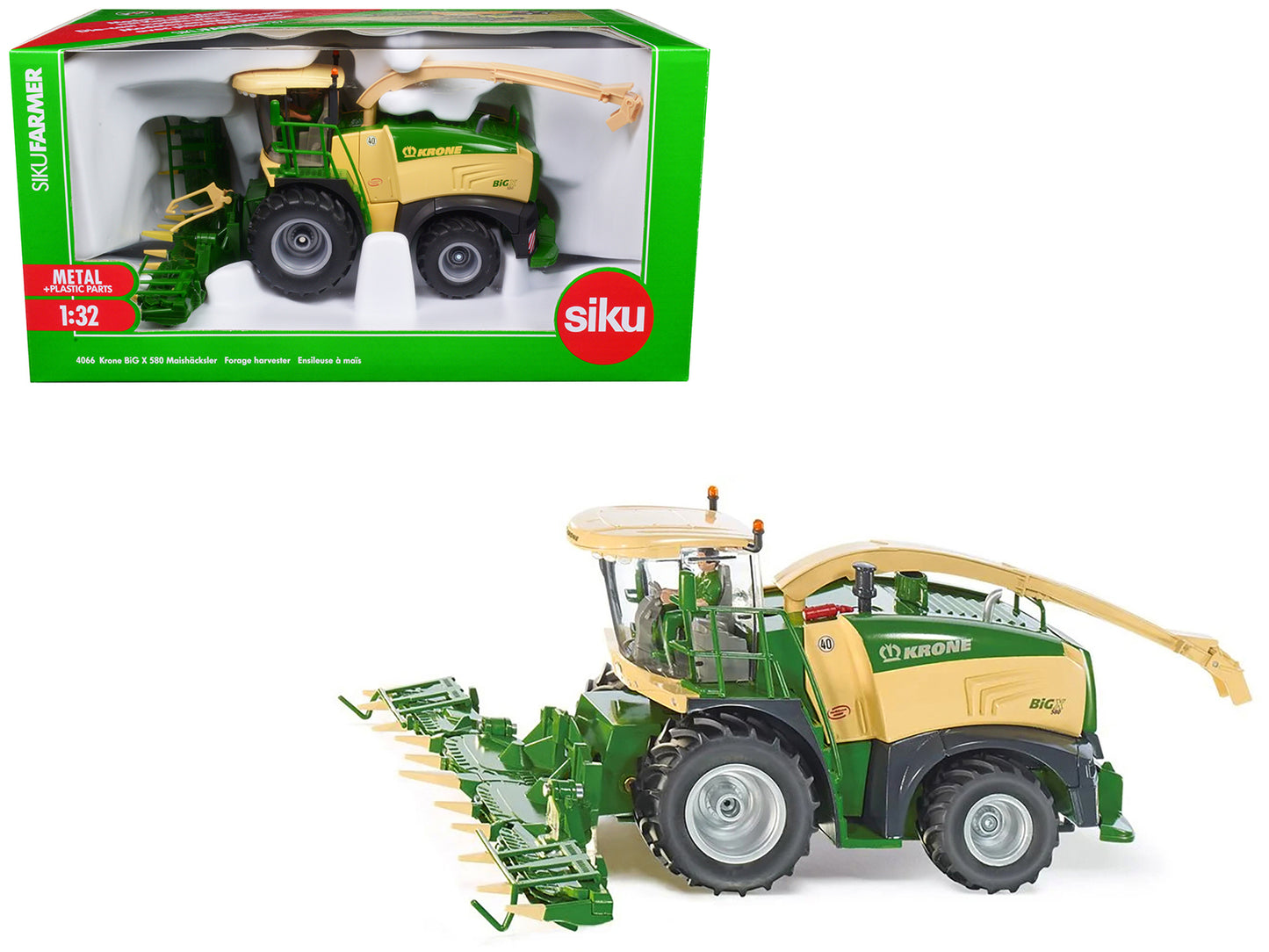 Krone BiG X 580 Forage Harvester Green and Beige 1/32 Diecast Model by Siku-DiecastModeler.com