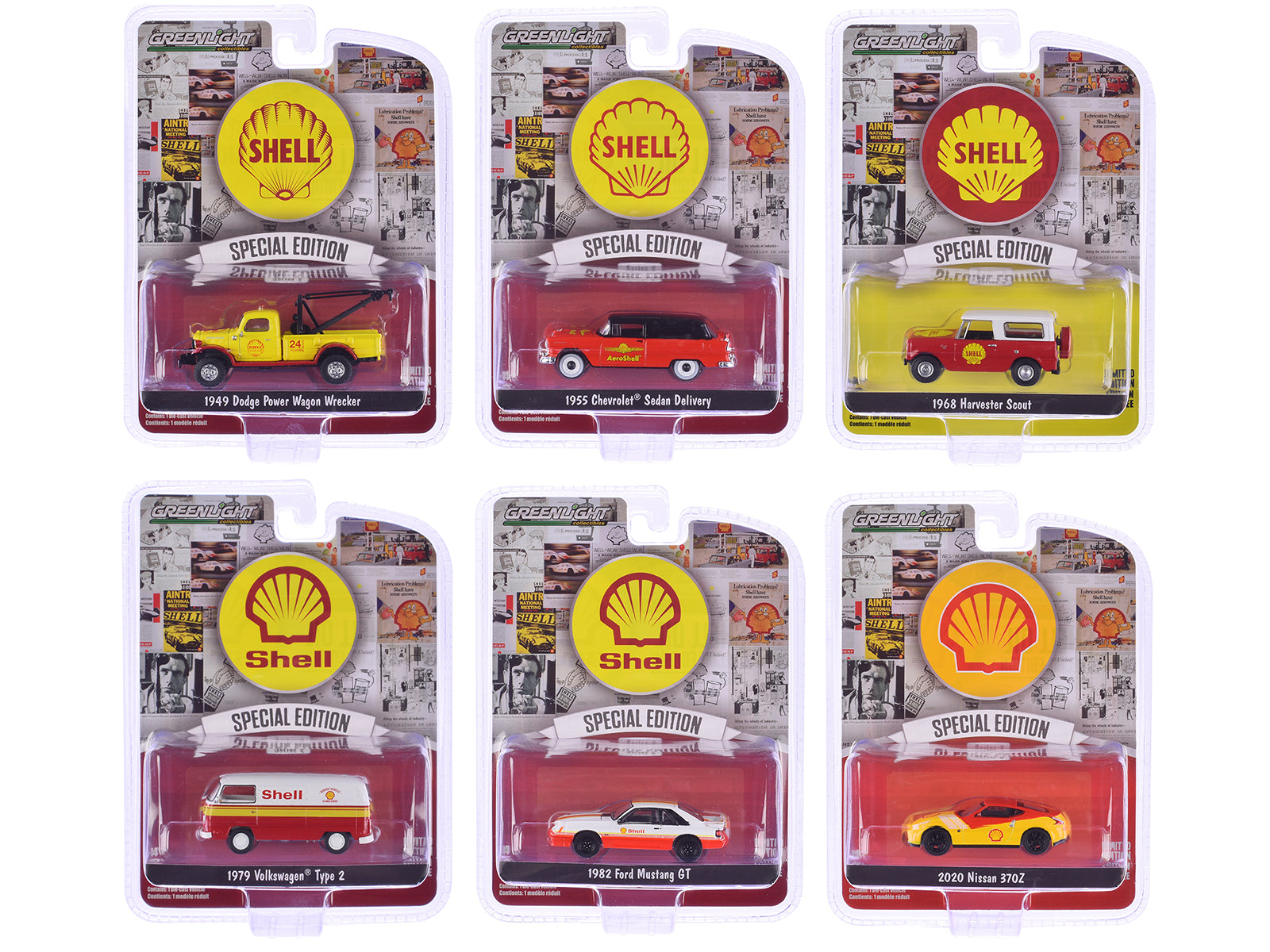 "Shell Oil Special Edition" Series 2 Set of 6 pieces 1/64 Diecast Model Cars by Greenlight-DiecastModeler.com