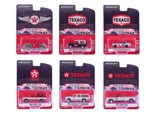 "Texaco Special Edition" Series 1 Set of 6 pieces 1/64 Diecast Model Cars by Greenlight-DiecastModeler.com