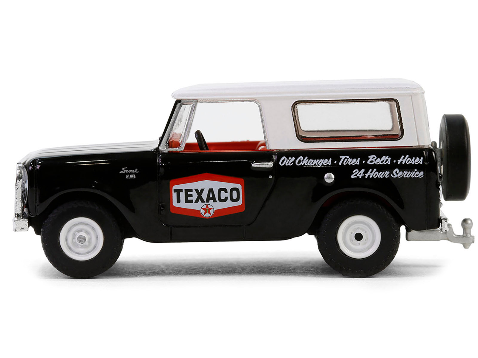 1963 Harvester Scout "Texaco" Black with White Top and Red Interior "Texaco Special Edition" Series 1 1/64 Diecast Model Car by Greenlight-DiecastModeler.com