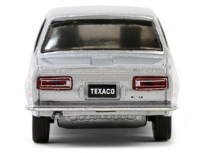 1970 Nissan Datsun 510 #28 "Texaco" Silver Metallic and White with Red Stripes "Texaco Special Edition" Series 1 1/64 Diecast Model Car by Greenlight-DiecastModeler.com