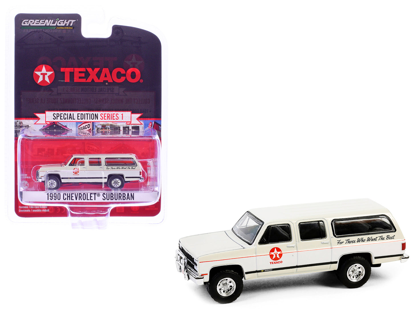 1990 Chevrolet Suburban "Texaco" Cream and White "Texaco Special Edition" Series 1 1/64 Diecast Model Car by Greenlight-DiecastModeler.com