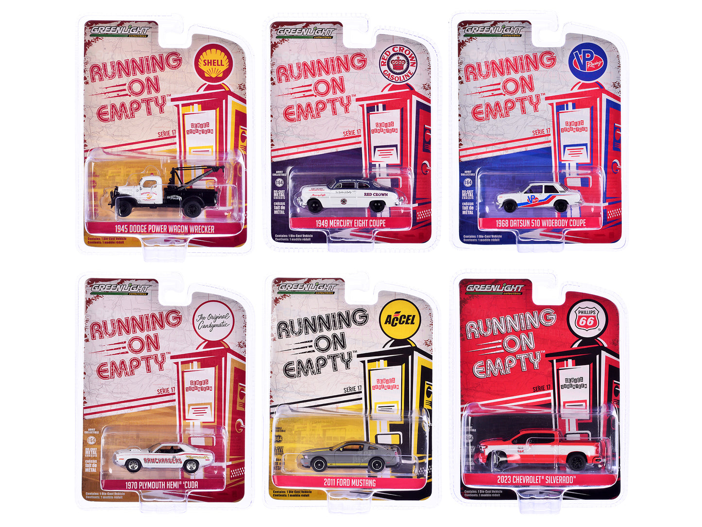 "Running on Empty" 6 piece Set Series 17 1/64 Diecast Model Cars by Greenlight-DiecastModeler.com