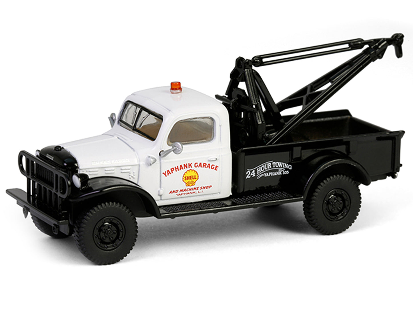 1945 Dodge Power Wagon Wrecker Tow Truck "Shell Oil" White and Black "Running on Empty" Series 17 1/64 Diecast Model Car by Greenlight-DiecastModeler.com