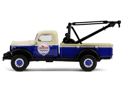 1948 Dodge Power Wagon Wrecker Tow Truck Beige and Blue "Chevron Special Edition" Series 1 1/64 Diecast Model Car by Greenlight