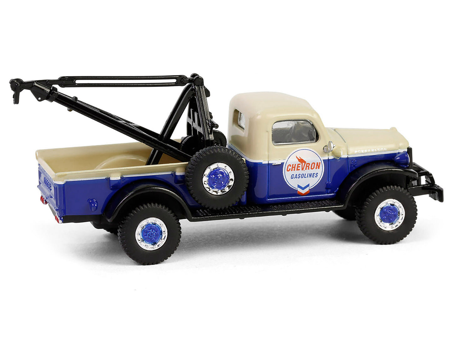 1948 Dodge Power Wagon Wrecker Tow Truck Beige and Blue "Chevron Special Edition" Series 1 1/64 Diecast Model Car by Greenlight