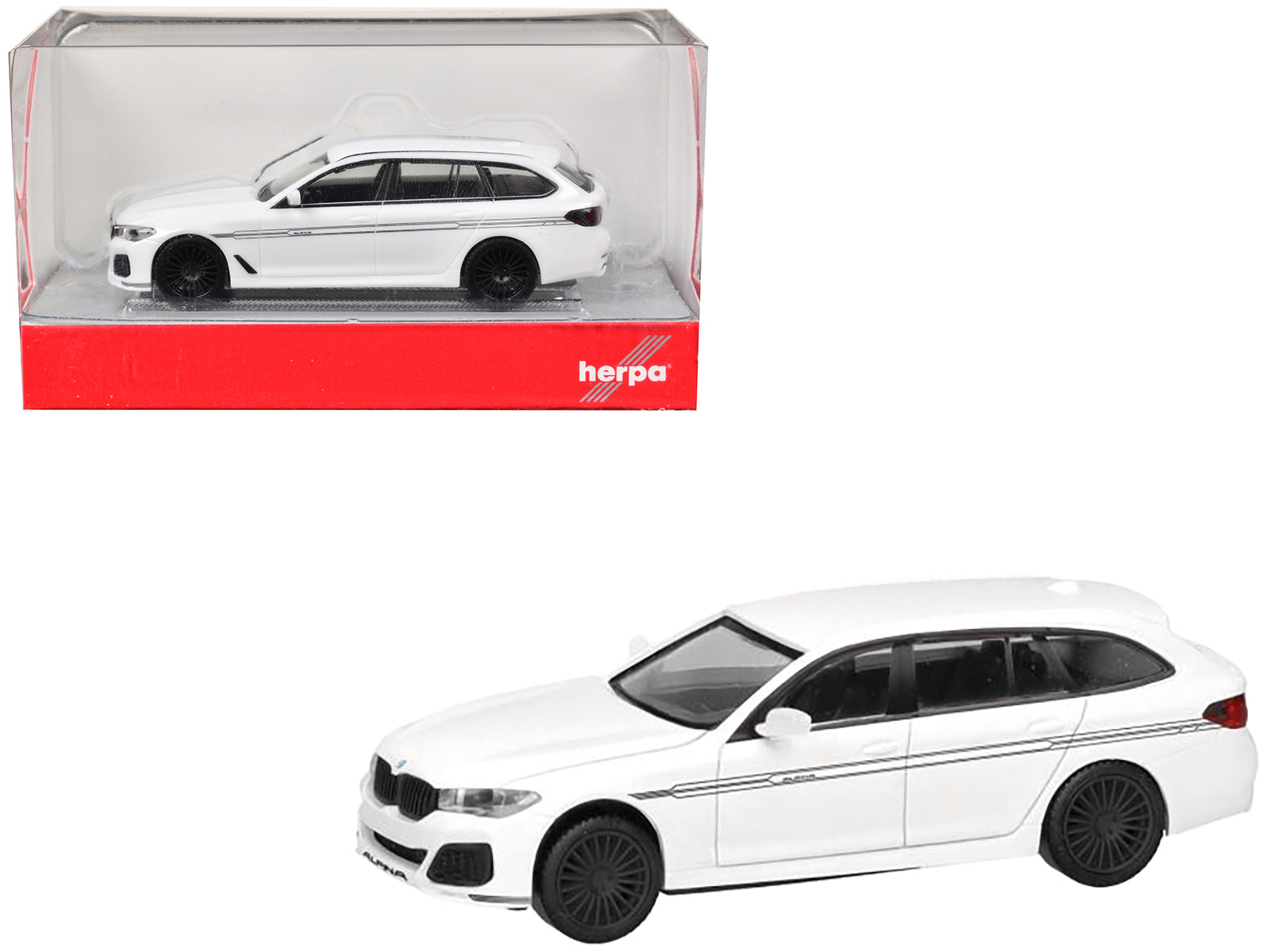 BMW Alpina B5 Touring White 1/87 (HO) Plastic Model Car by Herpa-DiecastModeler.com