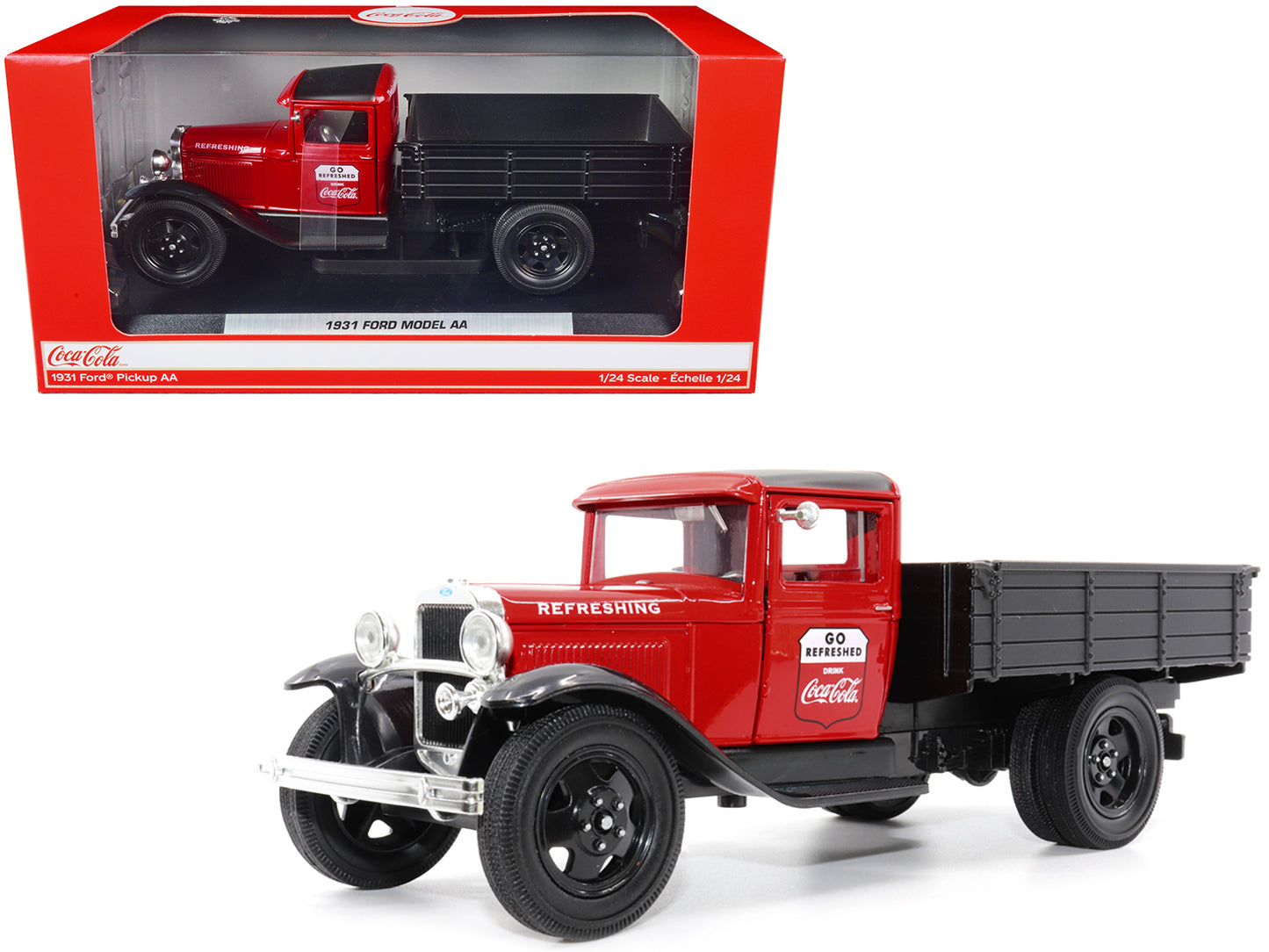 1931 Ford Model AA Pickup Truck Red and Black "Go Refreshed - Drink Coca-Cola" 1/24 Diecast Model Car by Motor City Classics-DiecastModeler.com