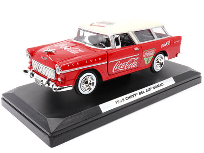 1955 Chevrolet Bel Air Nomad Red with White Top "Coca-Cola" 1/24 Diecast Model Car by Motor City Classics-DiecastModeler.com