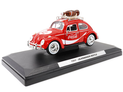 1966 Volkswagen Beetle Red "Enjoy Coca-Cola" with Roof Rack and Accessories 1/24 Diecast Model Car by Motor City Classics-DiecastModeler.com