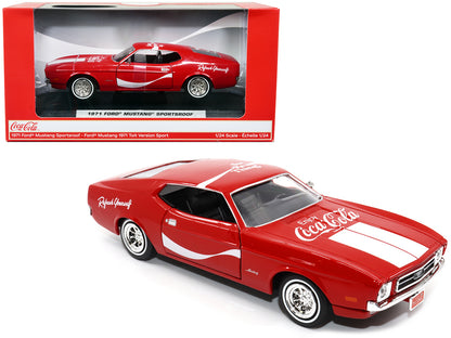1971 Ford Mustang Sportsroof Red with White Stripes "Refresh Yourself - Coca-Cola" 1/24 Diecast Model Car by Motor City Classics-DiecastModeler.com