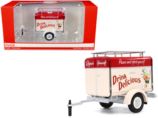Travel Trailer Cream with Red Top "Pause and Refresh Yourself Drink Delicious Coca-Cola" 1/24 Diecast Model Car by Motor City Classics-DiecastModeler.com