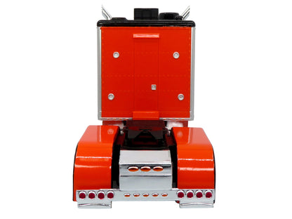 Peterbilt 379 Tractor with Enclosed Car Carrier Trailer "Reliable Carriers" Orange and Black "Heavy Haul Truck Collection" 1/43 Diecast Model by Iconic Replicas