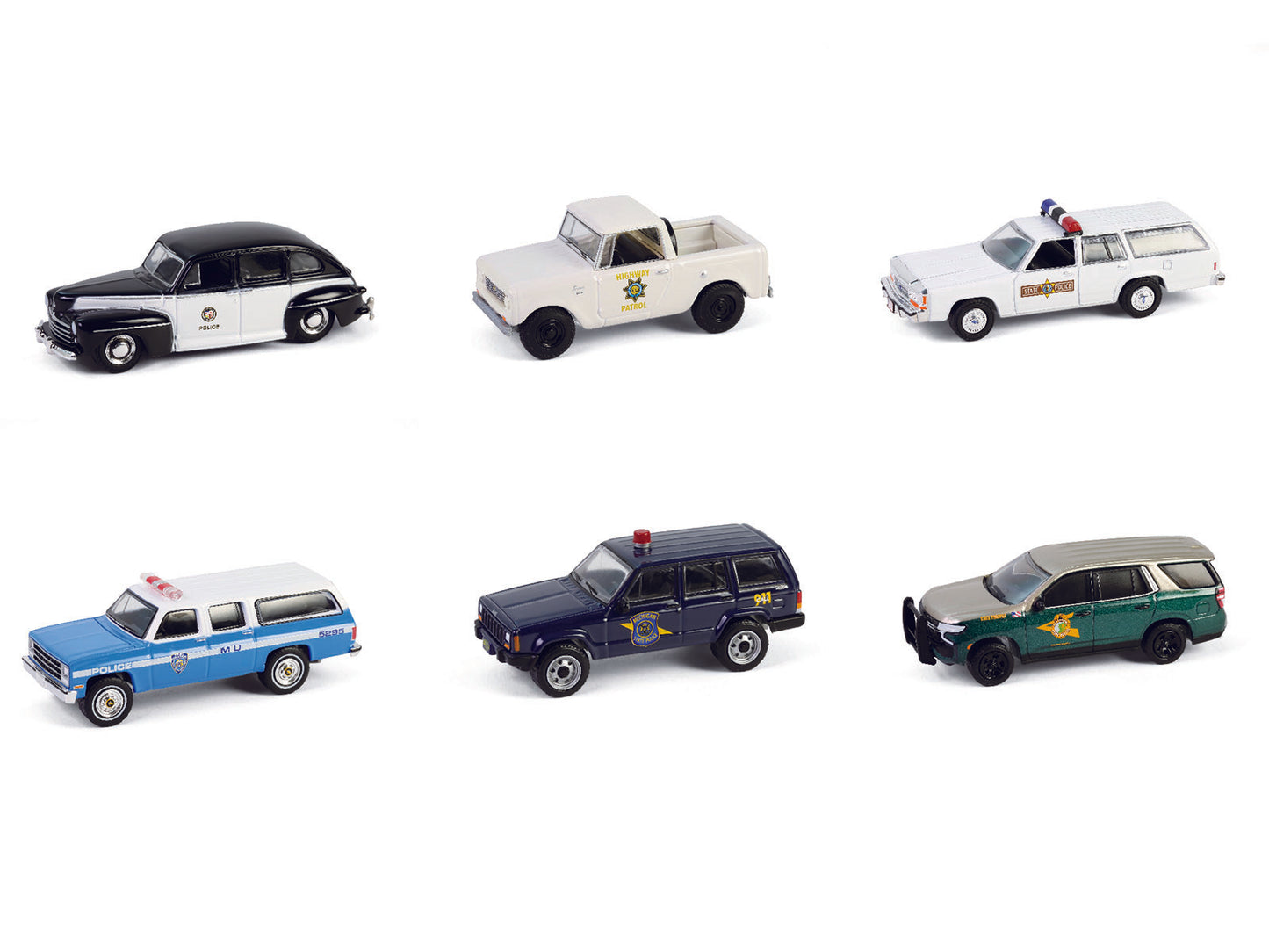 "Hot Pursuit" Series 46 Set of 6 Police Cars 1/64 Diecast Model Cars by Greenlight-DiecastModeler.com