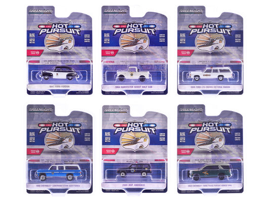 "Hot Pursuit" Series 46 Set of 6 Police Cars 1/64 Diecast Model Cars by Greenlight-DiecastModeler.com