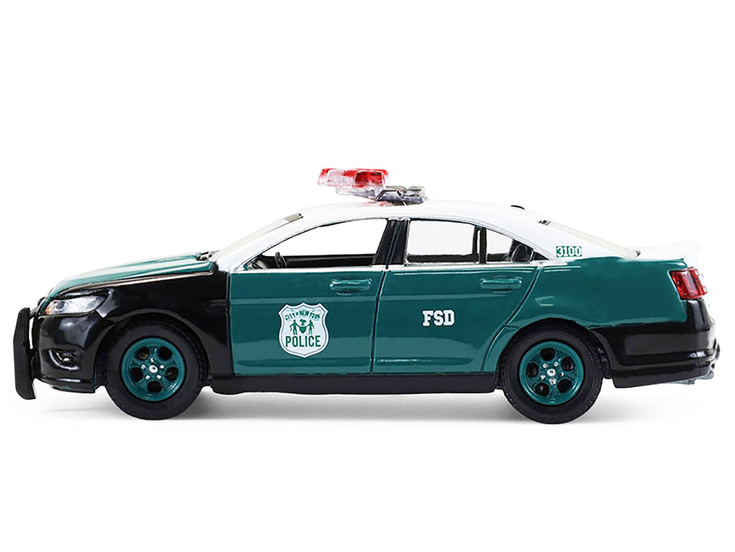 2014 Ford Taurus "New York Police Department (NYPD) Vintage Tribute Livery" Green and Black with White Top "Hot Pursuit" Series 47 1/64 Diecast Model Car by Greenlight