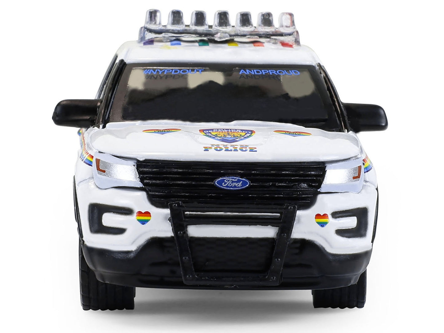 2016 Ford Police Interceptor Utility "New York Police Department (NYPD) Pride Livery" White with Rainbow Stripes "Hot Pursuit" Series 47 1/64 Diecast Model Car by Greenlight