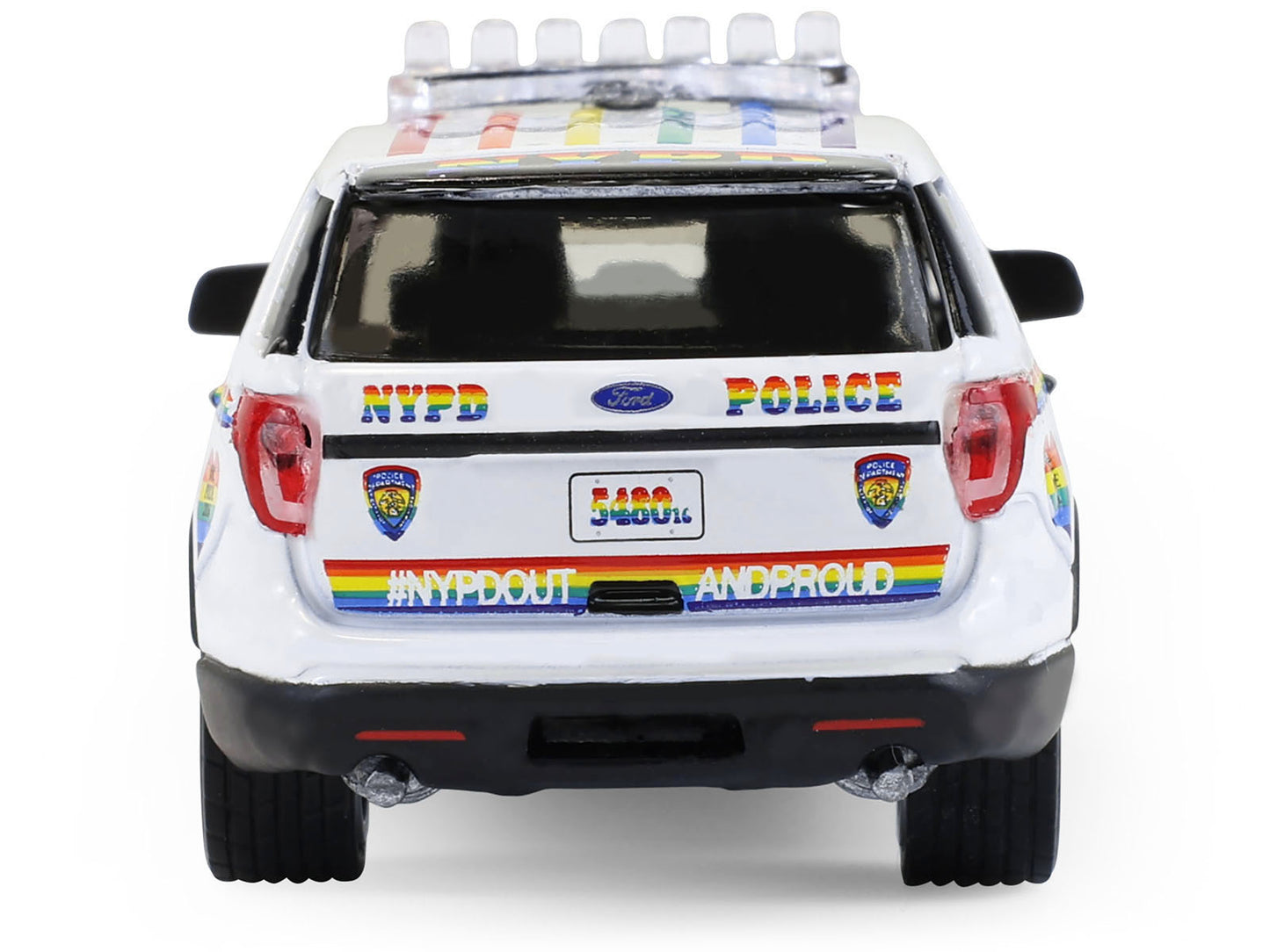 2016 Ford Police Interceptor Utility "New York Police Department (NYPD) Pride Livery" White with Rainbow Stripes "Hot Pursuit" Series 47 1/64 Diecast Model Car by Greenlight-DiecastModeler.com