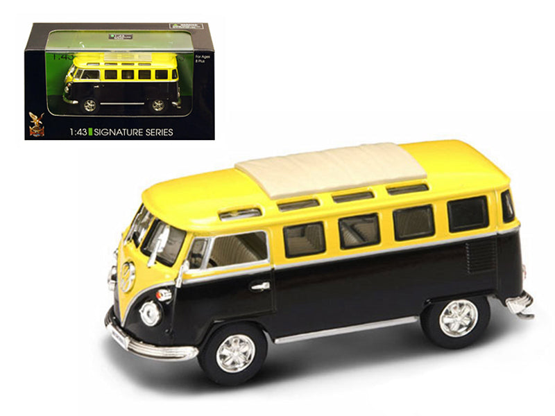 1962 Volkswagen Microbus Van Bus Yellow/Black 1/43 Diecast Car by Road Signature-DiecastModeler.com