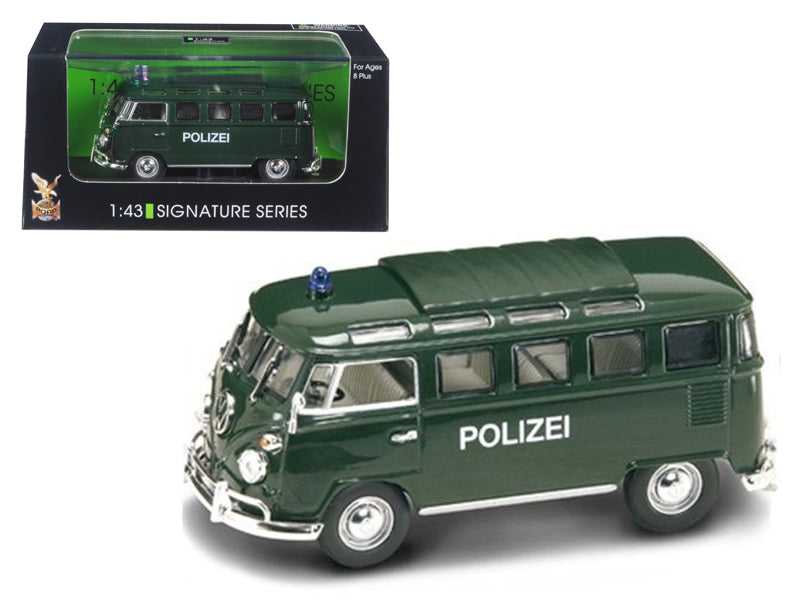 1962 Volkswagen Microbus Police Green 1/43 Diecast Car Model by Road Signature-DiecastModeler.com