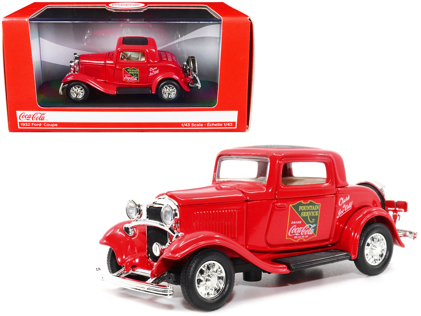 1932 Ford Coupe "Coca-Cola" Red with Black Top 1/43 Diecast Model Car by Motor City Classics-DiecastModeler.com