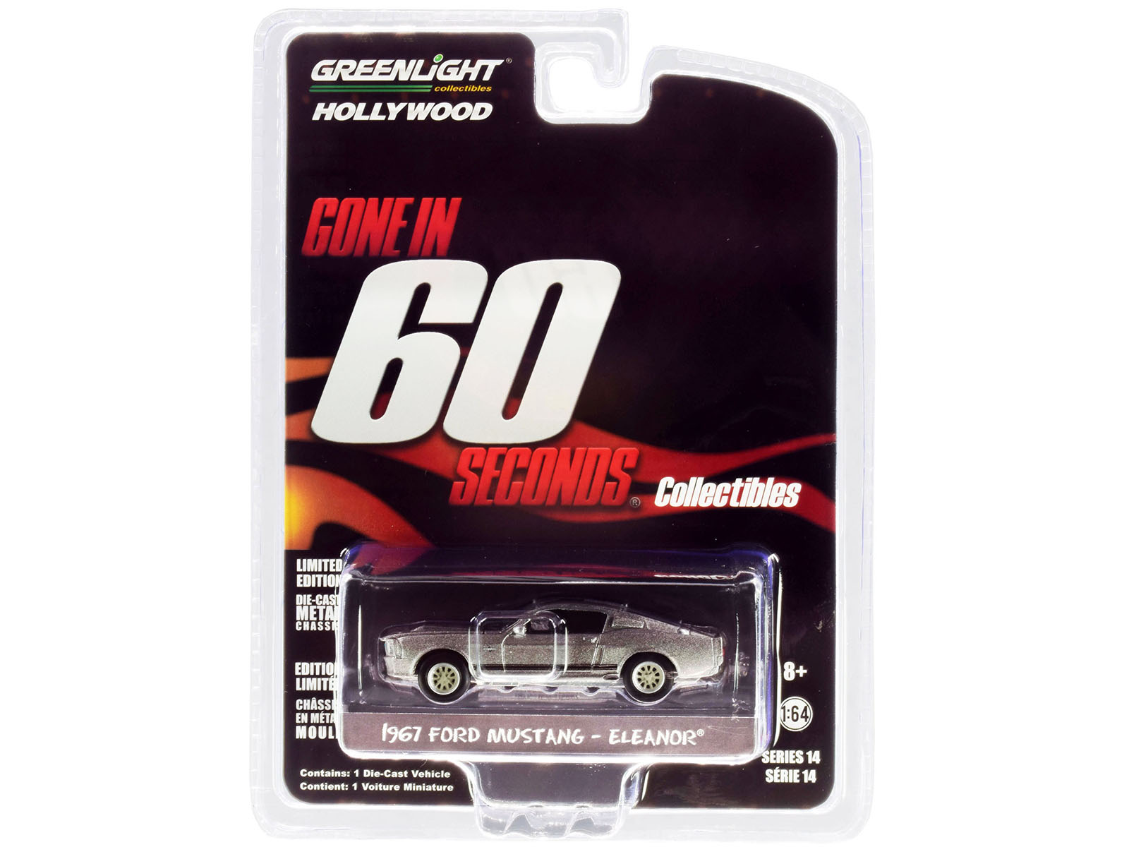 1967 Ford Mustang Custom "Eleanor" "Gone in 60 Sixty Seconds" (2000) Movie 1/64 Diecast Car Model by Greenlight-DiecastModeler.com
