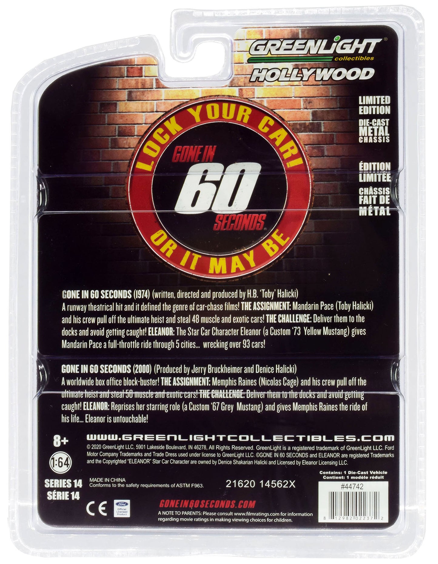 1967 Ford Mustang Custom "Eleanor" "Gone in 60 Sixty Seconds" (2000) Movie 1/64 Diecast Car Model by Greenlight