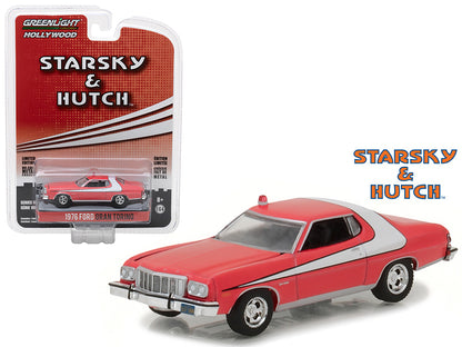 1976 Ford Gran Torino Red with White Stripe "Starsky and Hutch" (1975-1979) TV Series "Hollywood Series" Release 18 1/64 Diecast Model Car by Greenlight-DiecastModeler.com