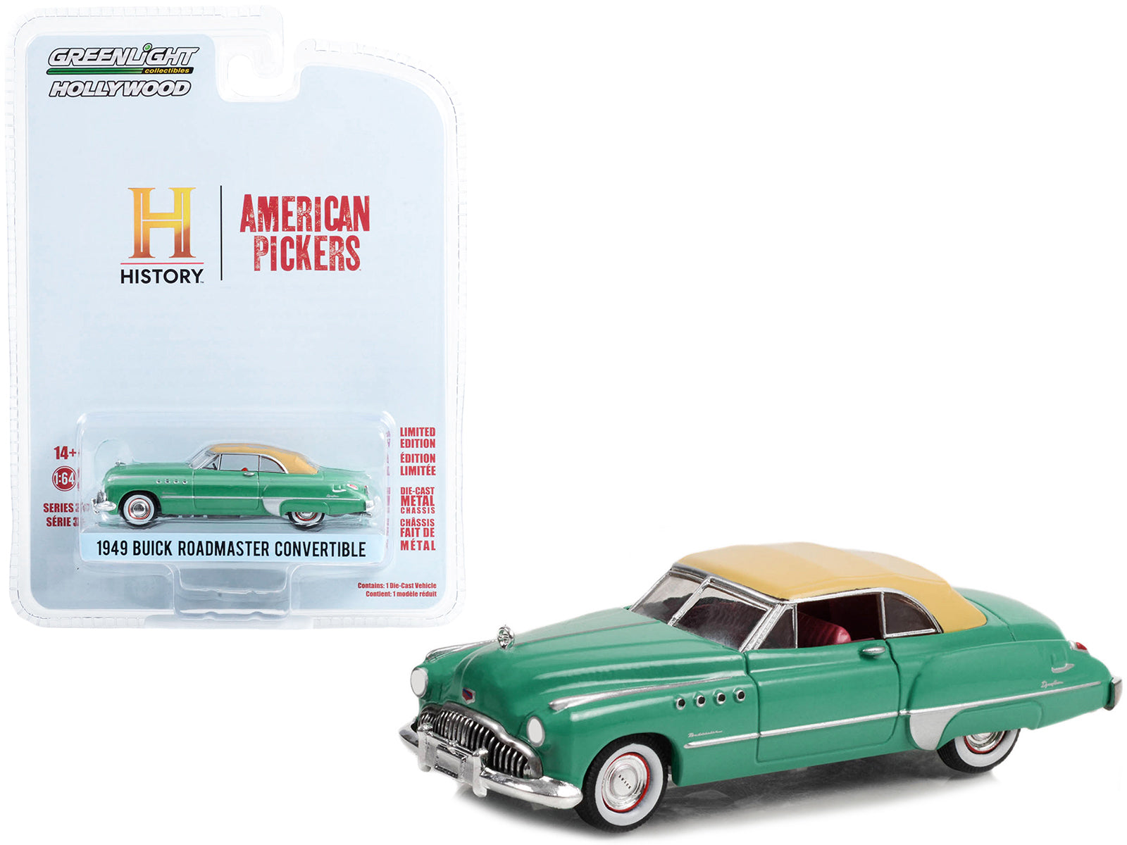 1949 Buick Roadmaster Convertible Green with Tan Soft Top "American Pickers" (2010-Current) TV Series "Hollywood Series" Release 37 1/64 Diecast Model Car by Greenlight-DiecastModeler.com