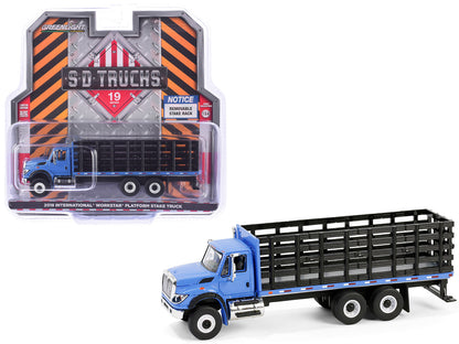 2018 International WorkStar Platform Stake Truck Blue "S.D. Trucks" Series 19 1/64 Diecast Model Car by Greenlight