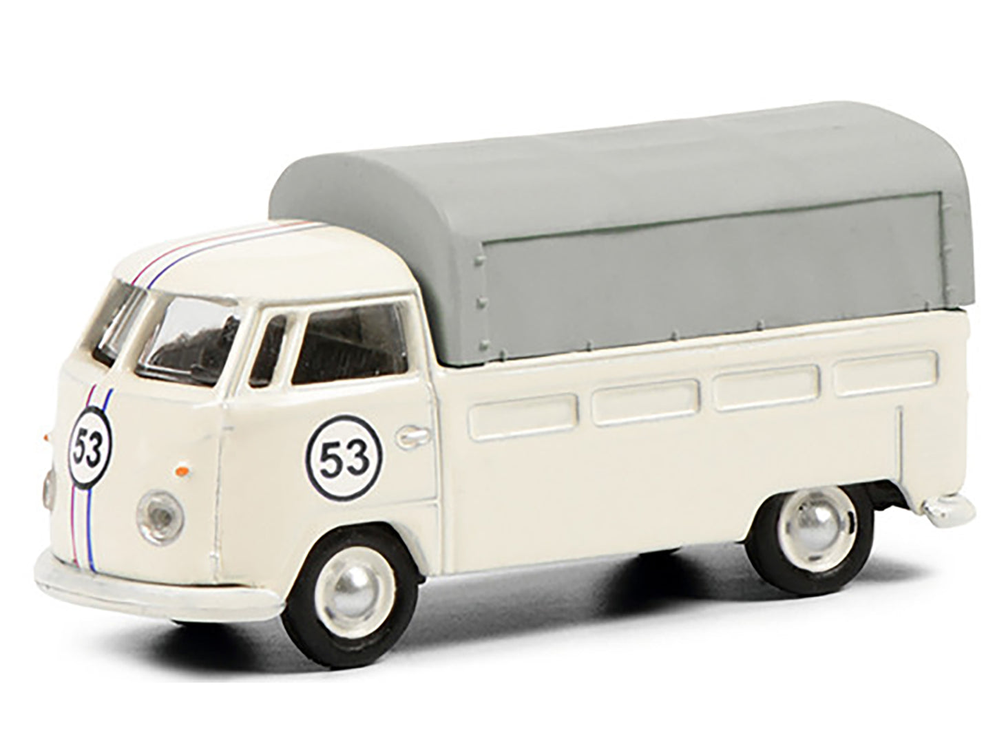 Volkswagen T1b Pritsche Plane Pickup Truck with Canopy #53 Cream 1/87 (HO) Diecast Model by Schuco-DiecastModeler.com