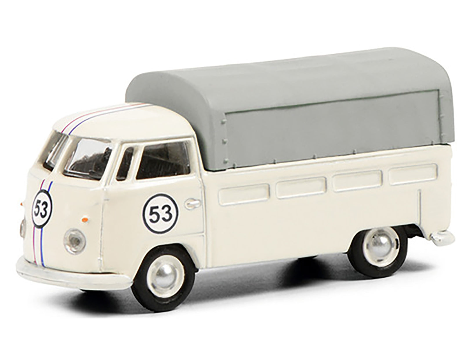 Volkswagen T1b Pritsche Plane Pickup Truck with Canopy #53 Cream 1/87 (HO) Diecast Model by Schuco-DiecastModeler.com