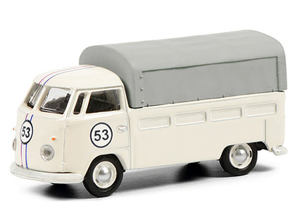 Volkswagen T1b Pritsche Plane Pickup Truck with Canopy #53 Cream 1/87 (HO) Diecast Model by Schuco-DiecastModeler.com