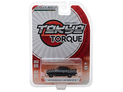 1971 Nissan Skyline 2000 GT-R Black "Tokyo Torque" Series 3 1/64 Diecast Model Car by Greenlight