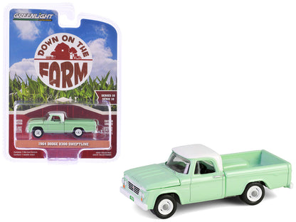 1964 Dodge D-200 Sweptline Pickup Truck Turf Green with White Top "Down on the Farm" Series 10 1/64 Diecast Model by Greenlight