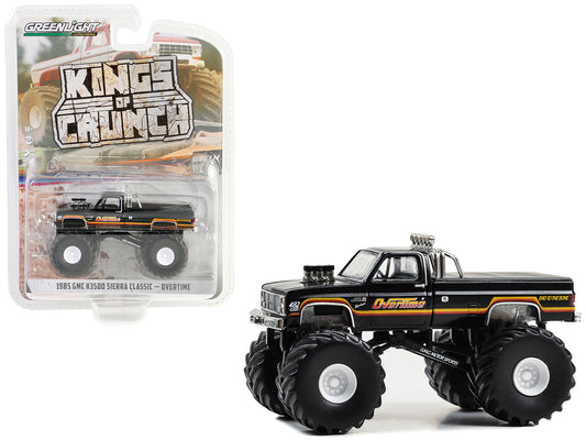 1985 GMC K3500 Sierra Classic Monster Truck Black "Overtime" "Kings of Crunch" Series 14 1/64 Diecast Model Car by Greenlight-DiecastModeler.com