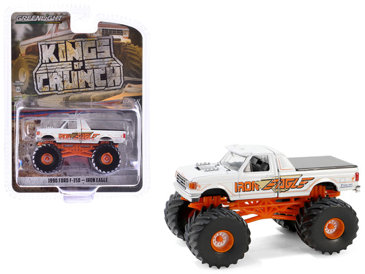 1990 Ford F-350 Monster Truck White "Iron Eagle" "Kings of Crunch" Series 15 1/64 Diecast Model Car by Greenlight-DiecastModeler.com