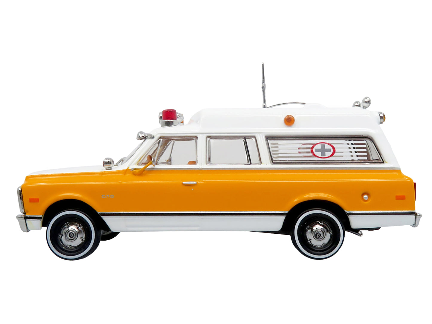 1969 Chevrolet C-10 Ambulance "Rampart General Hospital" White and Yellow "5 Alarm" Series Limited Edition 1/50 Diecast Model by Iconic Replicas