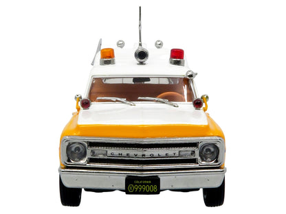 1969 Chevrolet C-10 Ambulance "Rampart General Hospital" White and Yellow "5 Alarm" Series Limited Edition 1/50 Diecast Model by Iconic Replicas