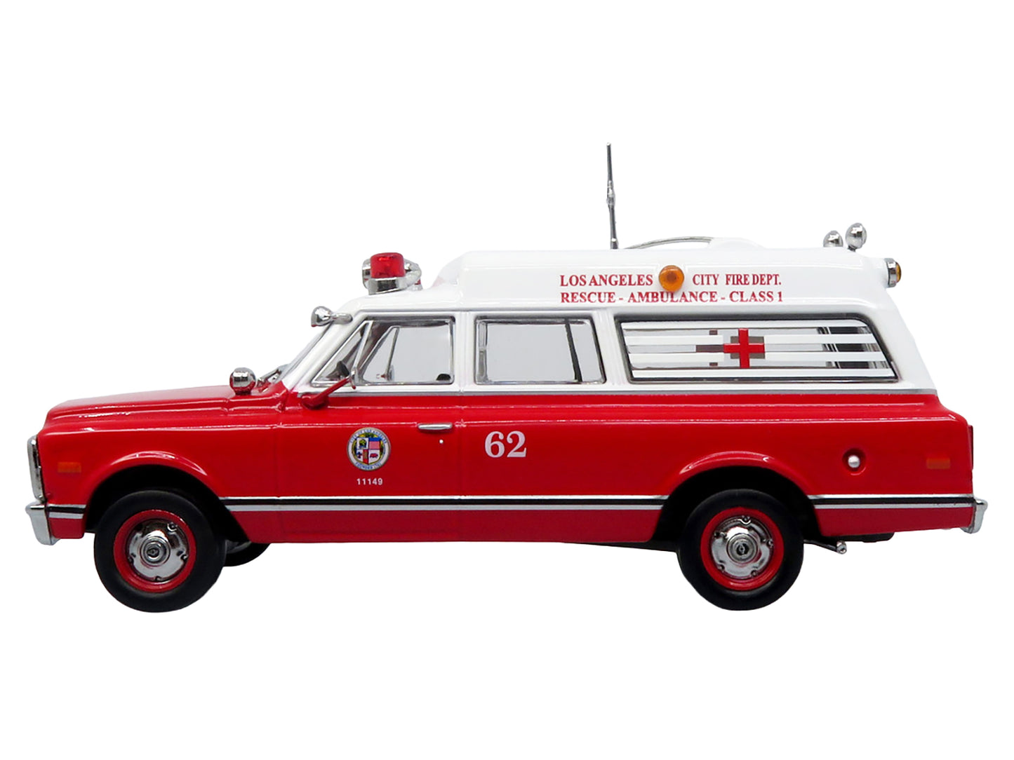 1969 Chevrolet C-10 Ambulance "Los Angeles City Fire Department" Red and White "5 Alarm" Series Limited Edition 1/50 Diecast Model by Iconic Replicas