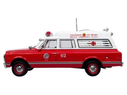 1969 Chevrolet C-10 Ambulance "Los Angeles City Fire Department" Red and White "5 Alarm" Series Limited Edition 1/50 Diecast Model by Iconic Replicas