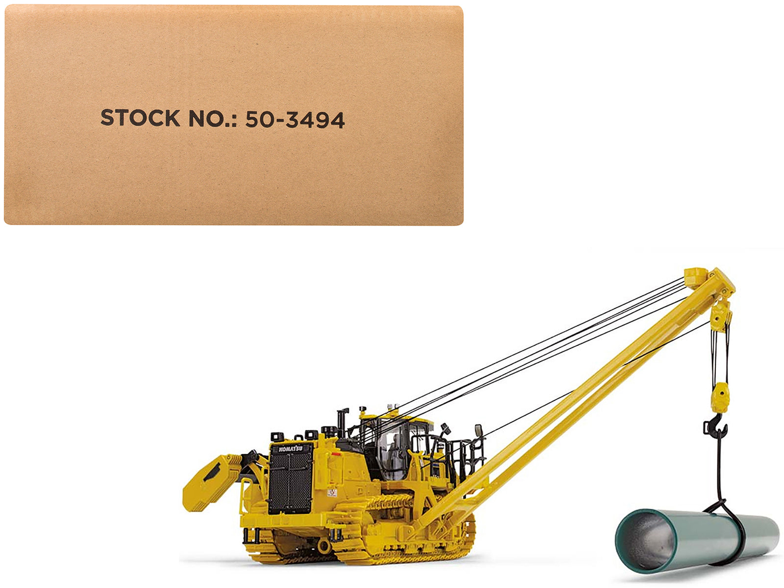 Komatsu D155CX-8 With K170 Pipelayer Yellow with Accessories 1/50 Diecast Model by First Gear-DiecastModeler.com