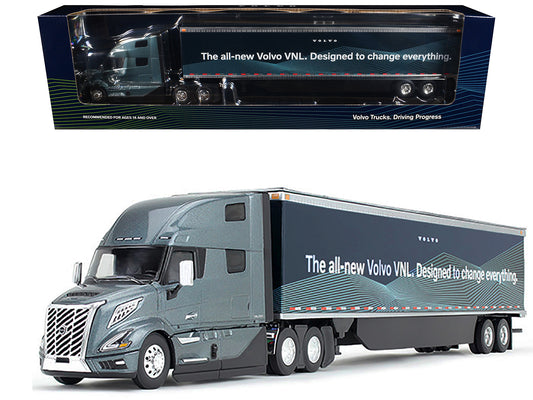 Volvo VNL 860 High-Roof Sleeper and 53' Trailer with Skirts Coastal Mist Gray Metallic 1/50 Diecast Model by First Gear-DiecastModeler.com