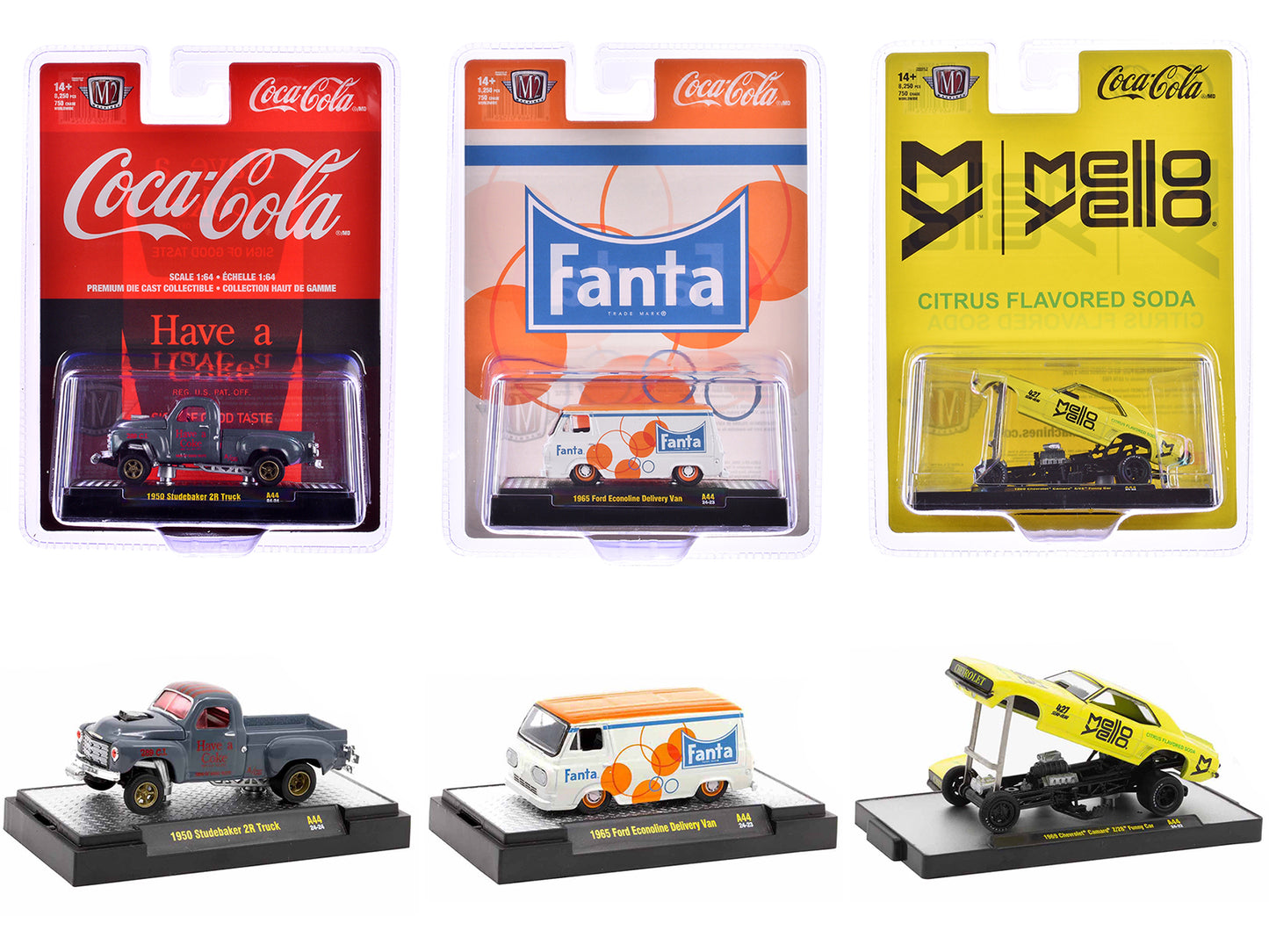 "Sodas" Set of 3 pieces Release 44 Limited Edition to 8250 pieces Worldwide 1/64 Diecast Model Cars by M2 Machines