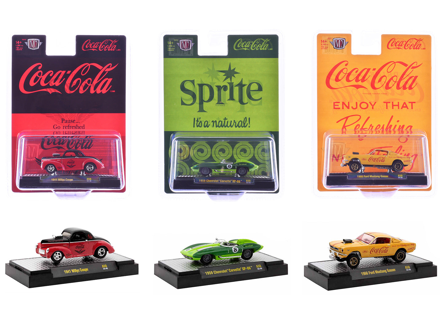 "Sodas" Set of 3 pieces Release 50 Limited Edition to 10000 pieces Worldwide 1/64 Diecast Model Cars by M2 Machines-DiecastModeler.com
