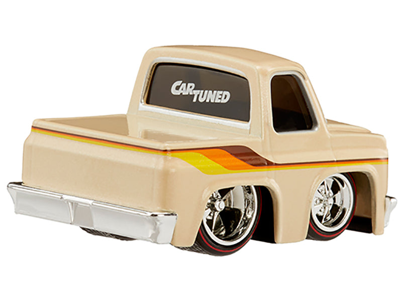 1987 Chevrolet C10 Pickup Truck Beige with Stripes "Customs" Series 3 Diecast Model Car by CarTuned