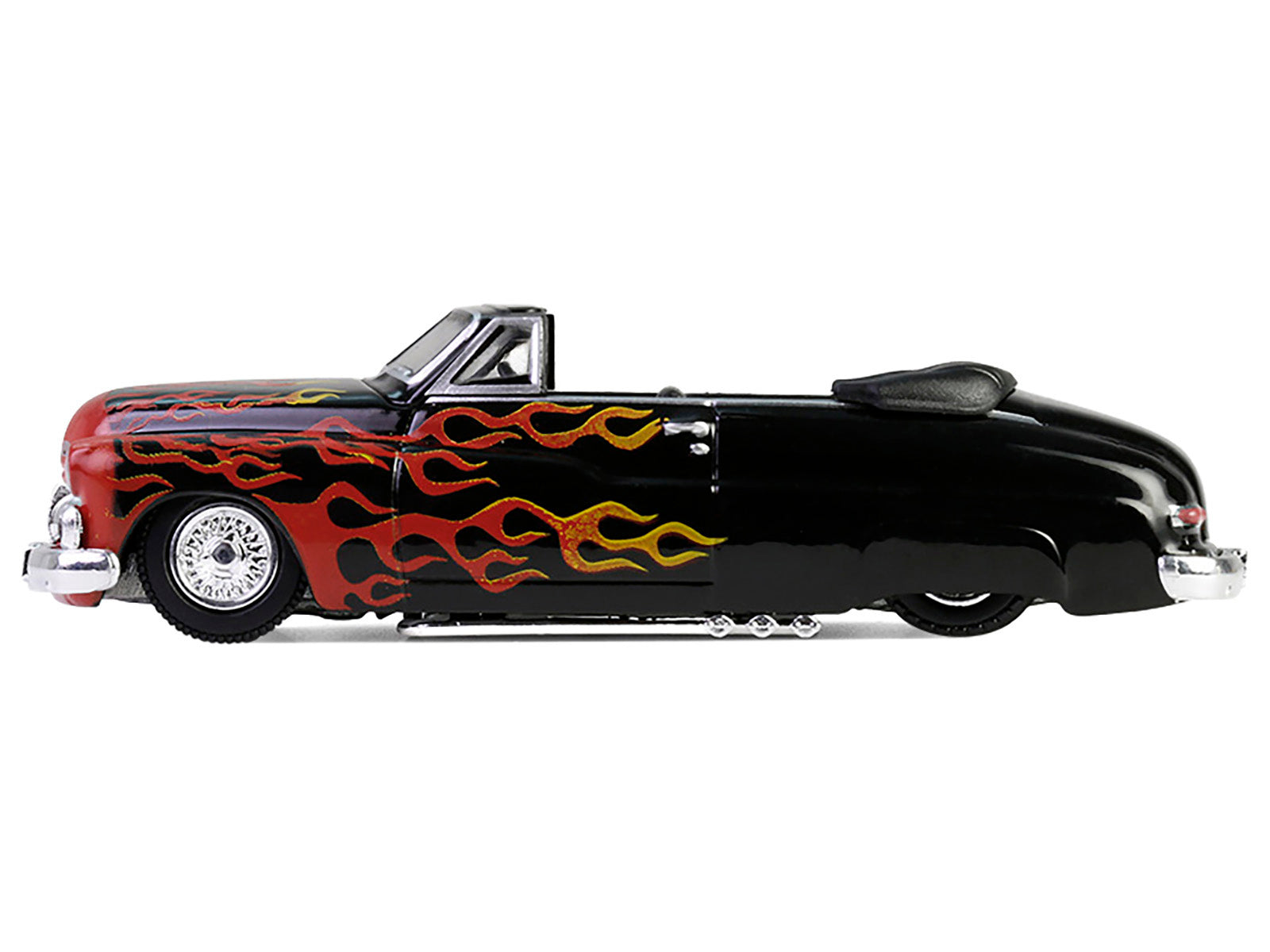 1950 Mercury Eight Convertible Lowrider Black with Flames "Menacing Monica" "Garbage Pail Kids" Series 7 1/64 Diecast Model Car by Greenlight-DiecastModeler.com