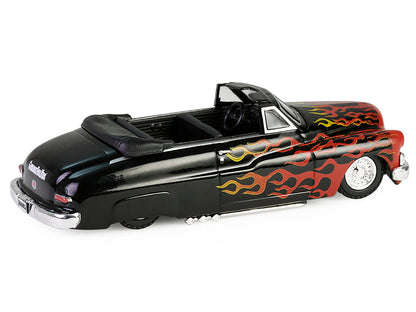 1950 Mercury Eight Convertible Lowrider Black with Flames "Menacing Monica" "Garbage Pail Kids" Series 7 1/64 Diecast Model Car by Greenlight-DiecastModeler.com