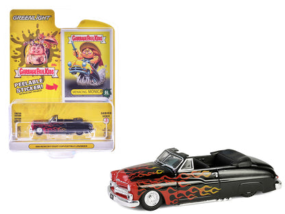 1950 Mercury Eight Convertible Lowrider Black with Flames "Menacing Monica" "Garbage Pail Kids" Series 7 1/64 Diecast Model Car by Greenlight