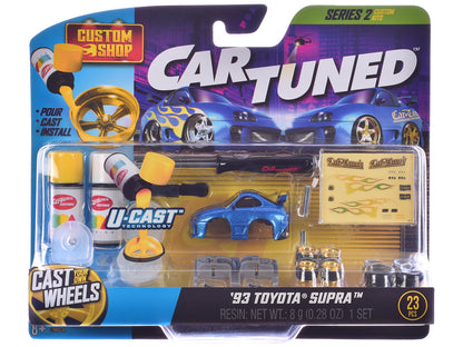 1987 Toyota SR5 Pickup Truck White and 1993 Toyota Supra Blue "Custom Shop" 2 Car Set Diecast Model Cars by CarTuned